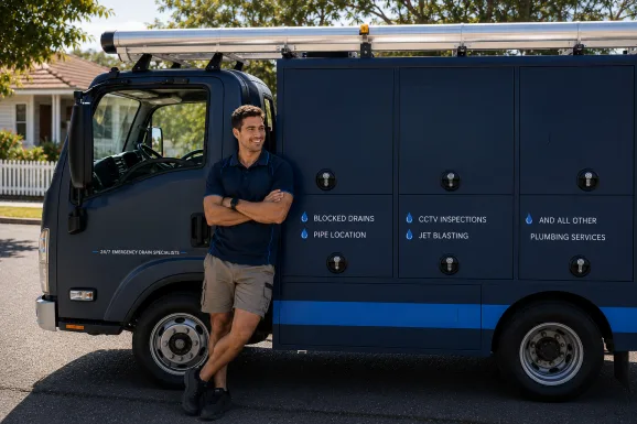 Our plumber with the service van on a Kings Langley job